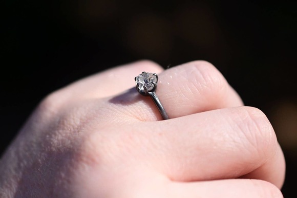 Raw Gemstone jewelry , Raw Diamond Ring, Handmade Engagement Ring, unique - Picture 8 of 9